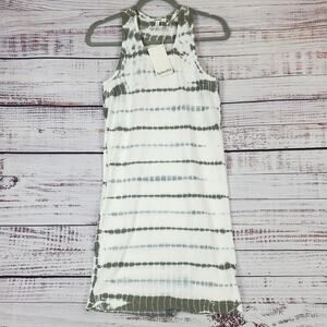 Splendid Midi Racerback Dress XL Gray Olive Tie Dye Tank Ribbed Stretch Fit NWT